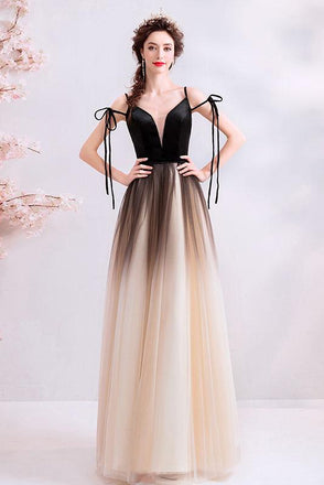 A Line Spaghetti Straps Tulle Long Prom Dress, Charming Evening Dresses INQ70