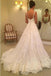 Elegant A Line Appliques Scoop Long Wedding Dresses INE93