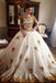 Vintage Gold Lace Appliques Beaded Long Sleeves Wedding Dresses Ball Gowns ING81
