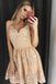 Stylish A-Line Spaghetti Straps Short Homecoming Dress with Lace Appliques IND14