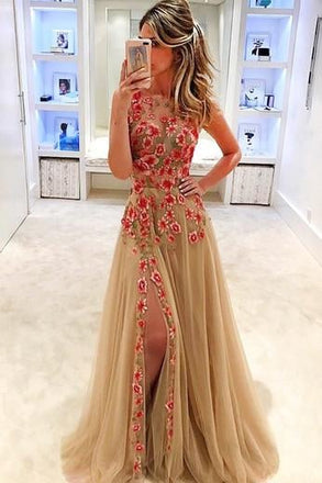 Charming A Line V-Neck Long Prom Dress Formal Evening Dresses IN125