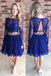 A-line Homecoming Dresses,Long Sleeves Homecoming Dresses,Royal Blue Homecoming Dresses,Open Back Prom Dresses,Lace Prom Dresses,Lace Homecoming Dresses,Royal Blue Prom Dresses