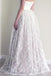 Sweetheart Sleeveless Long White Lace A Line Wedding Dress with Belt IN528