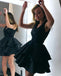 V Neck Lace Short Satin Layered A-Line Knee Length Short Prom Dresses,Homecoming Dresses INC15