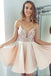 Sexy A-Line Spaghetti Straps Pearl Pink Short Homecoming Dress with Sequins INB38