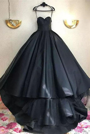 Black Ball Gown Sweetheart Sweep Train Prom Dress Long Evening Dress INF13