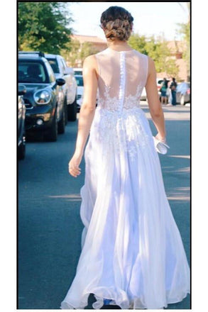 Affordable See Through Appliques Slit Prom Dress For Teen,Graduation Party Dresses IN734