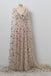 Chic V neck Floor Length Stars Pink Prom Dresses,Long Evening Dress INE19
