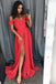Unique Prom Dresses,Cold Shoulder Prom Gown,Red Evening Dress,Straps Prom Dress