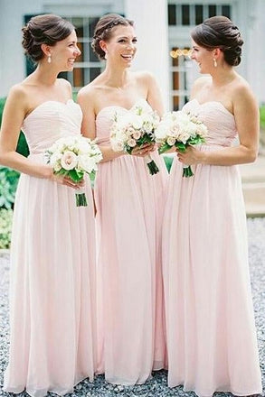 beautiful Sweetheart A-line Long Chiffon Pink Bridesmaid Dress IN768