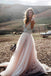 A-line Wedding Dress, V Neck Wedding Dress, Beading prom Dress,  Beach Wedding Dress,Pink Wedding Dress, Blush Pink Prom Dress,Tulle  Prom Dress