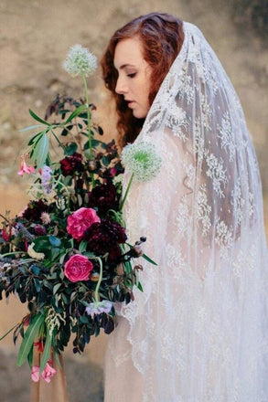 All Over Lace Unique Mantilla Church Bridal Veil WV19