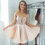 Sexy A-Line Spaghetti Straps Pearl Pink Short Homecoming Dress with Sequins INB38