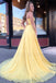 Yellow Long Chiffon A Line Prom Dress 2020 with Lace Up Back INS51