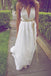 Sexy Boho V-Neck Backless Floor Length Lace Wedding Dress with Sash INB04